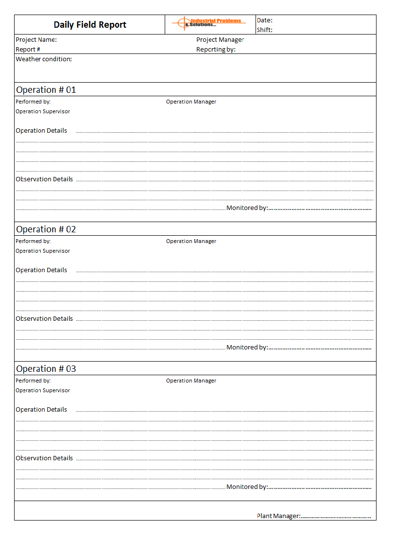 Daily Field Report Format Regarding Field Report Template