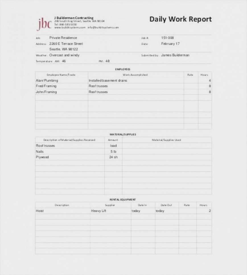 Daily Report Template Word – C Punkt Regarding Daily Site Report Template