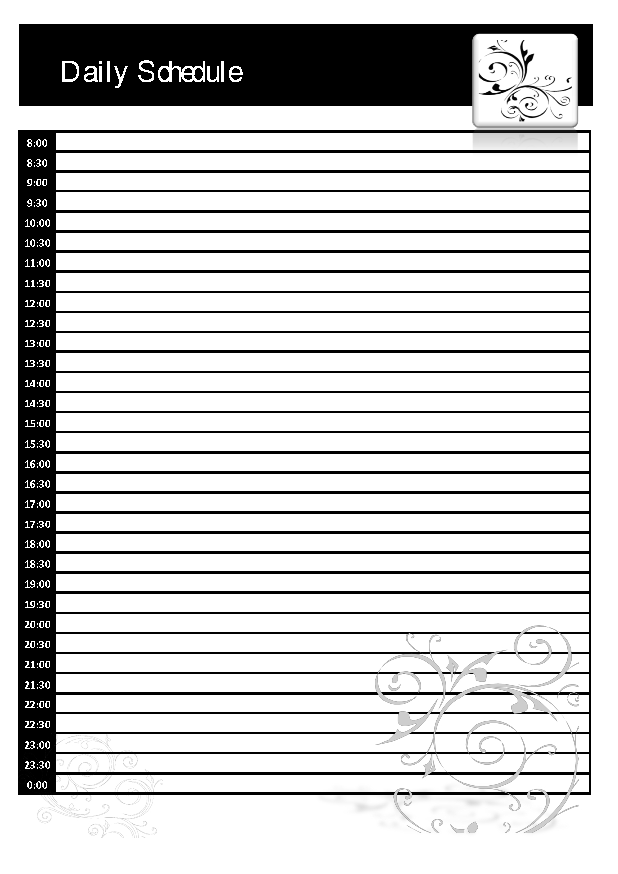 Daily Schedule Template Printable Free ] – Sample Printable In Printable Blank Daily Schedule Template