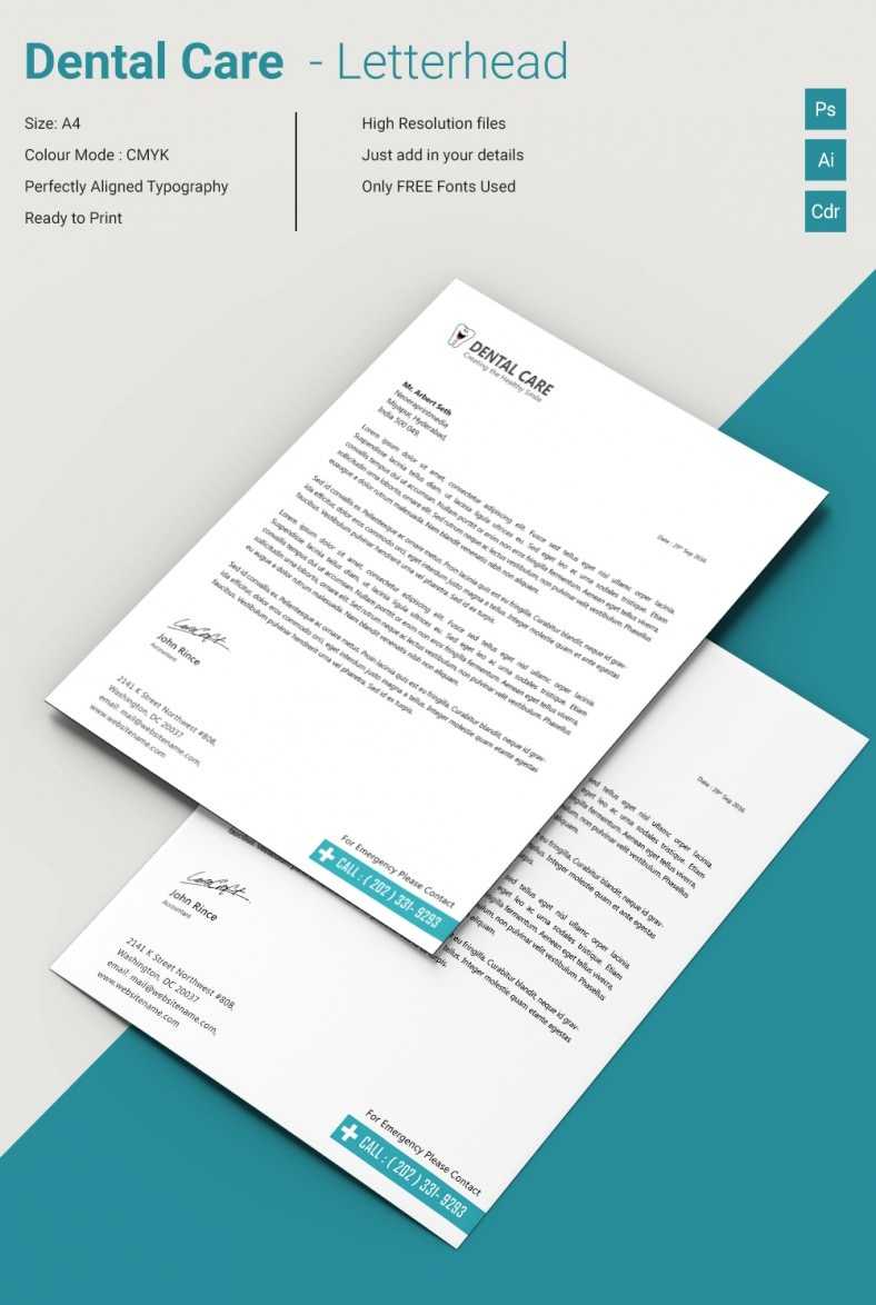 Dazzling Dental Care A4 Letterhead Template | Free & Premium Regarding Free Letterhead Templates For Microsoft Word