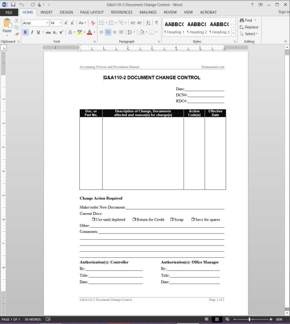 Document Change Control Report Template | G&a110 2 Regarding Report Template Word 2013