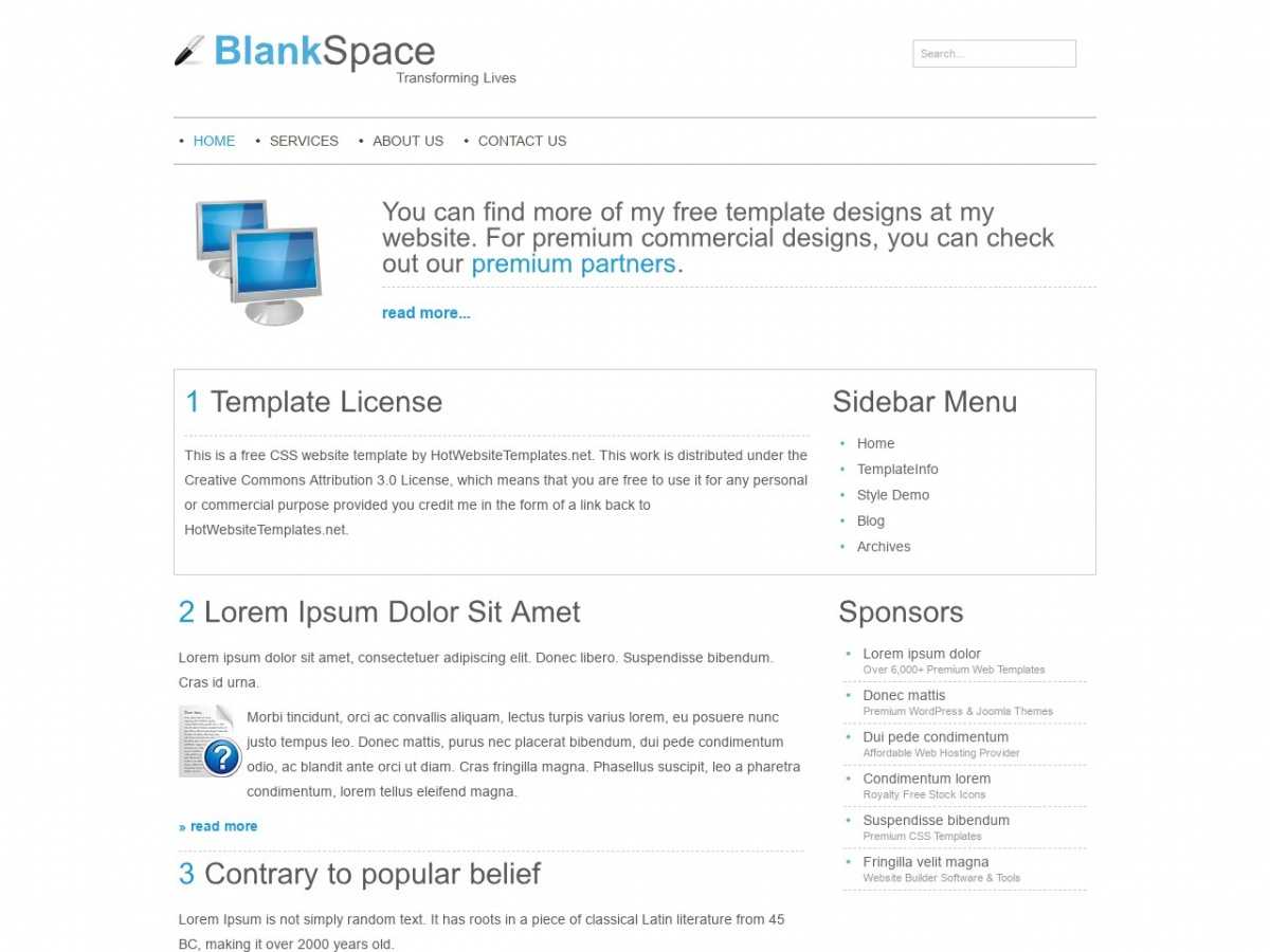 Download Free Html/css Template: Blankspace – Free Html Throughout Blank Html Templates Free Download