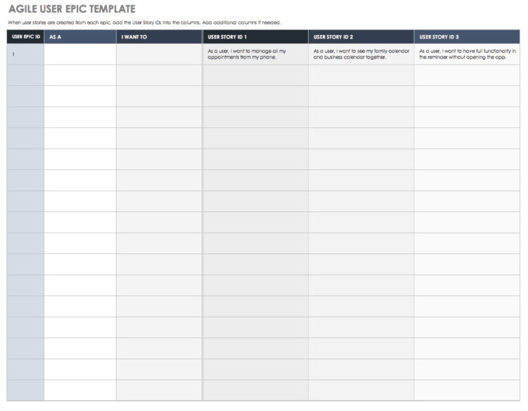 Download Free User Story Templates |Smartsheet With User Story Word ...