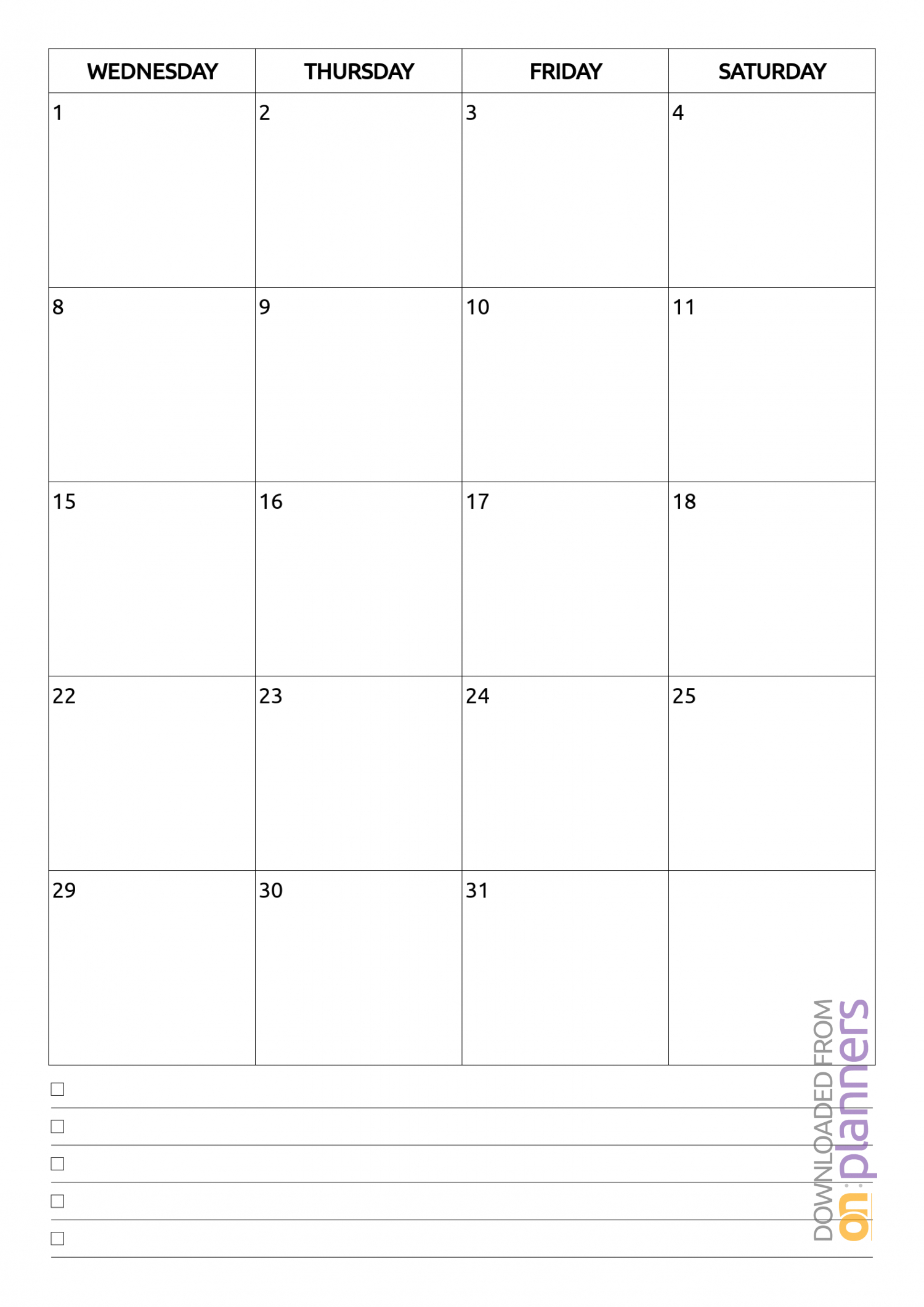 Download Printable Monthly Calendar With Notes Pdf Pertaining To Blank One Month Calendar Template
