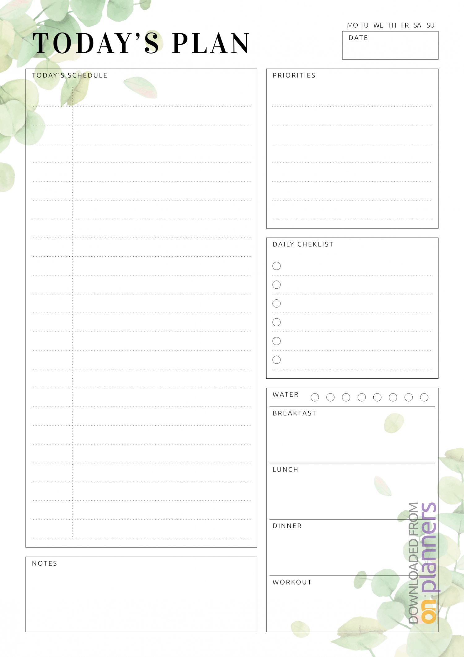 Download Printable Undated Planner With Daily Checklist Pdf Within Blank Checklist Template Pdf