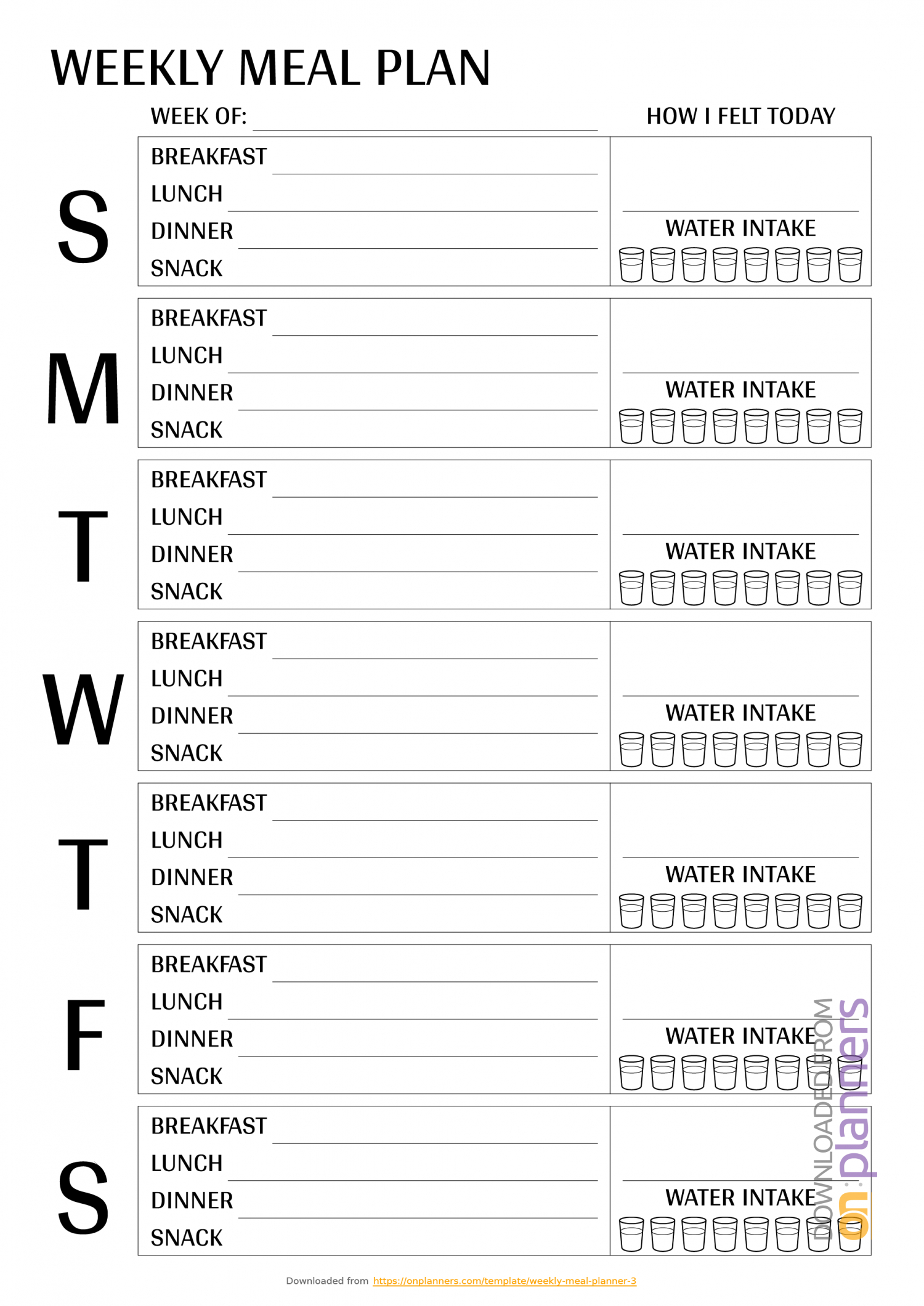 Download Printable Weekly Meal Plan Template Pdf Within Blank Meal Plan Template