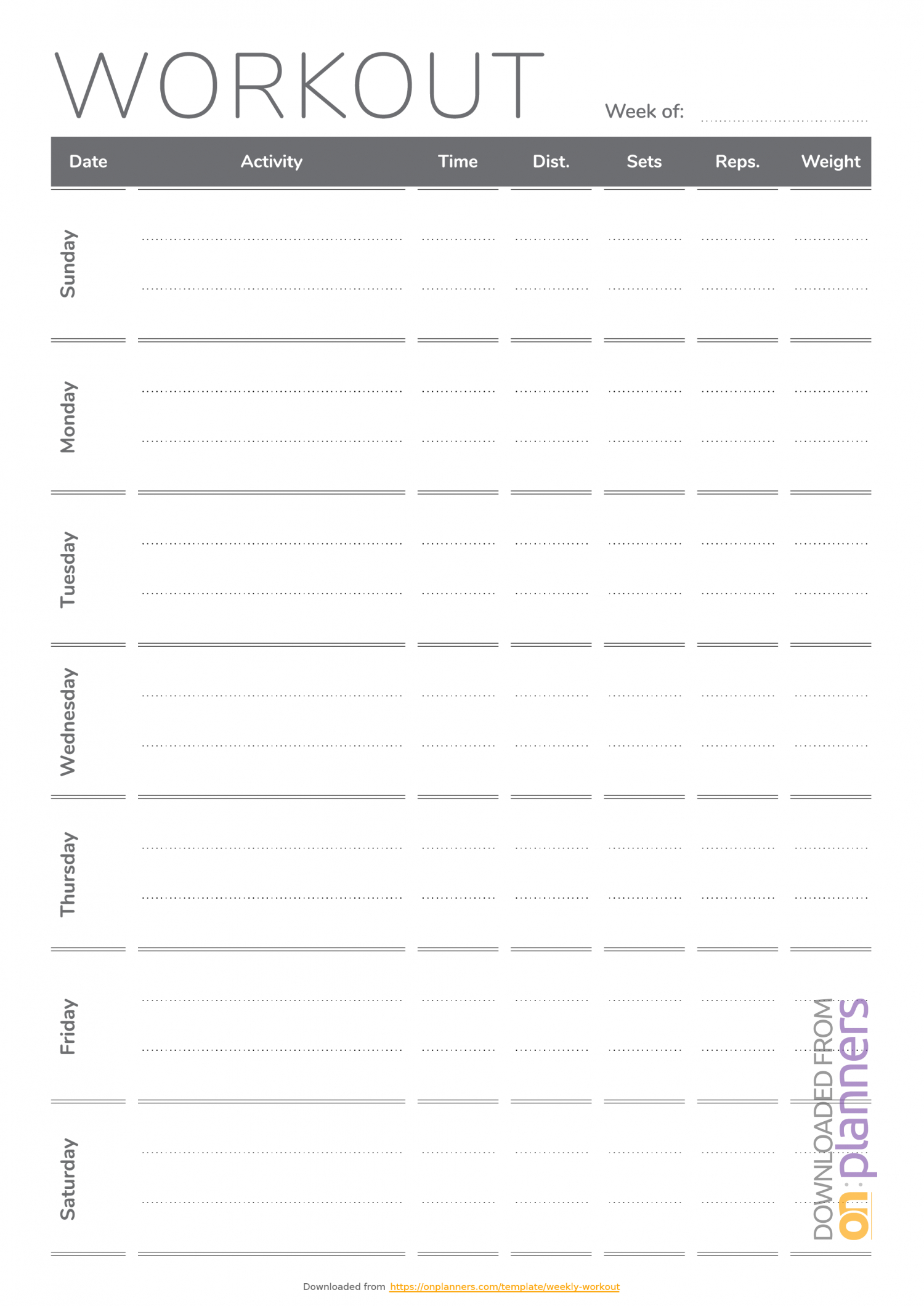 Download Printable Weekly Workout Template Pdf For Blank Workout Schedule Template