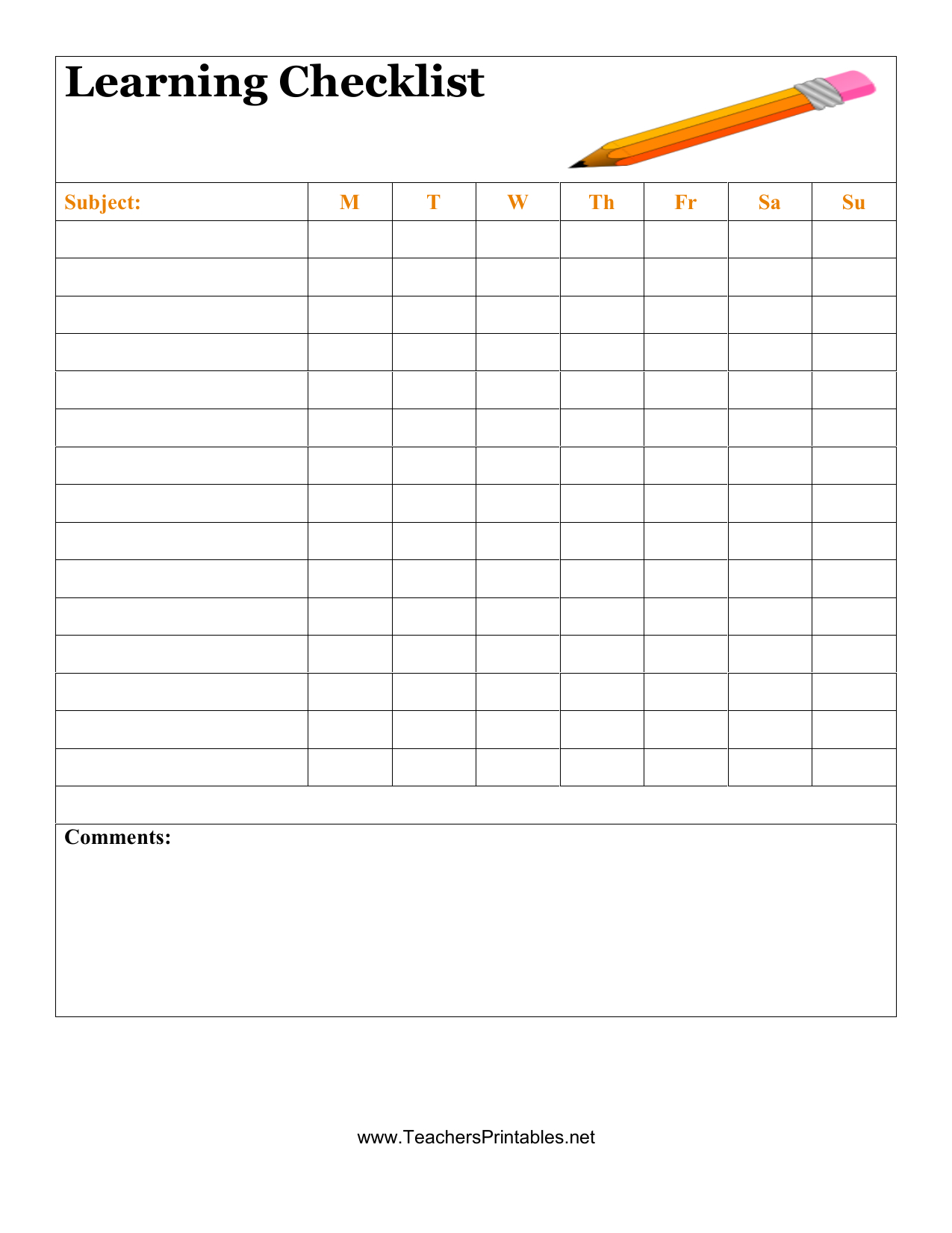 Download Student Checklist Template | Excel | Pdf | Rtf Intended For Blank Checklist Template Pdf