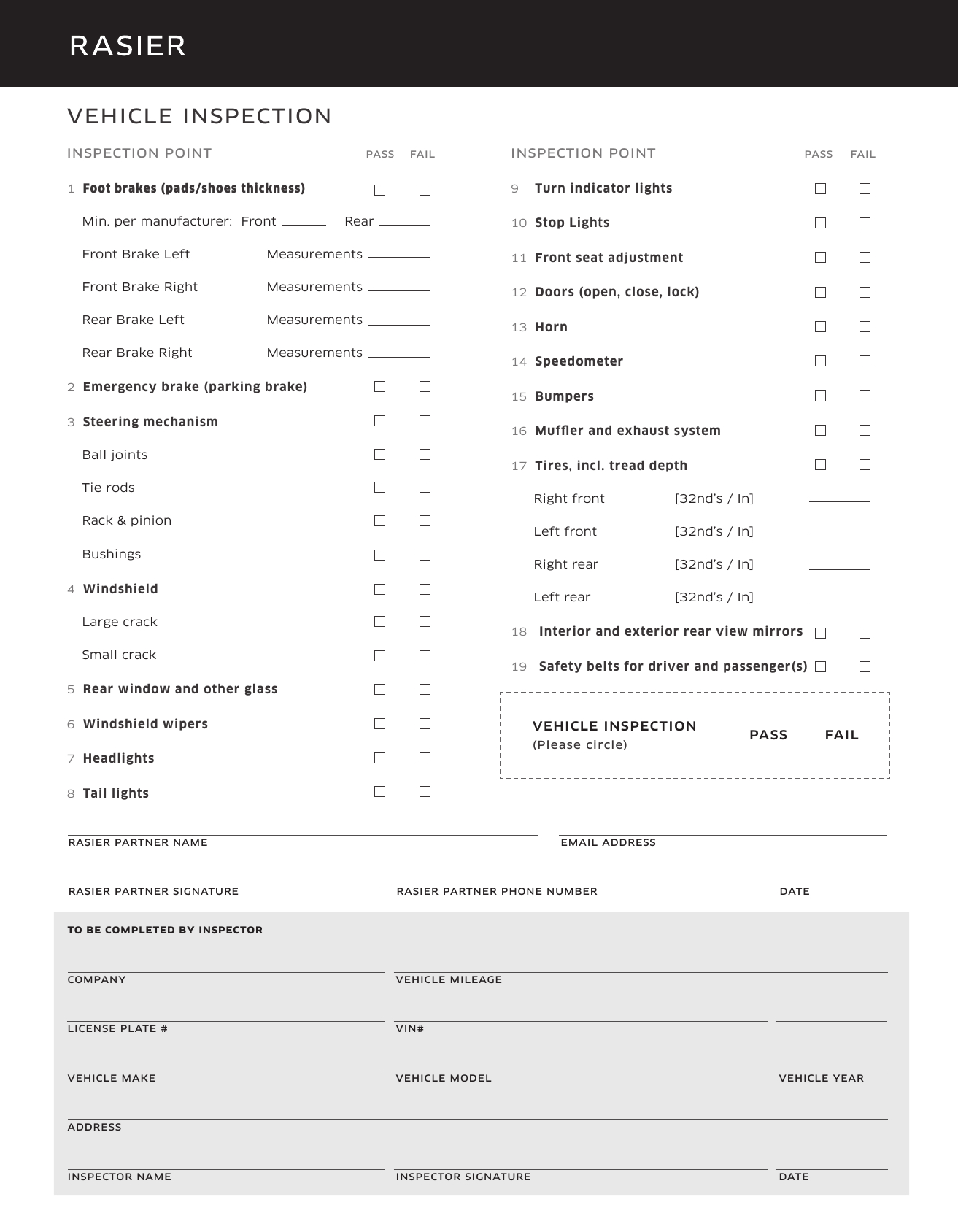 Download Vehicle Inspection Checklist Template | Excel | Pdf Regarding Vehicle Checklist Template Word