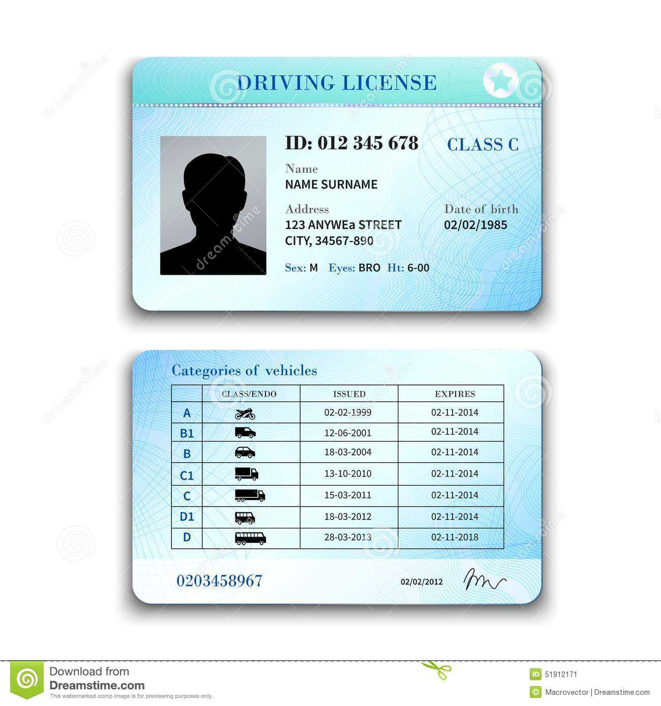Driver License Illustration Stock Vector – Illustration Of Throughout Blank Drivers License Template