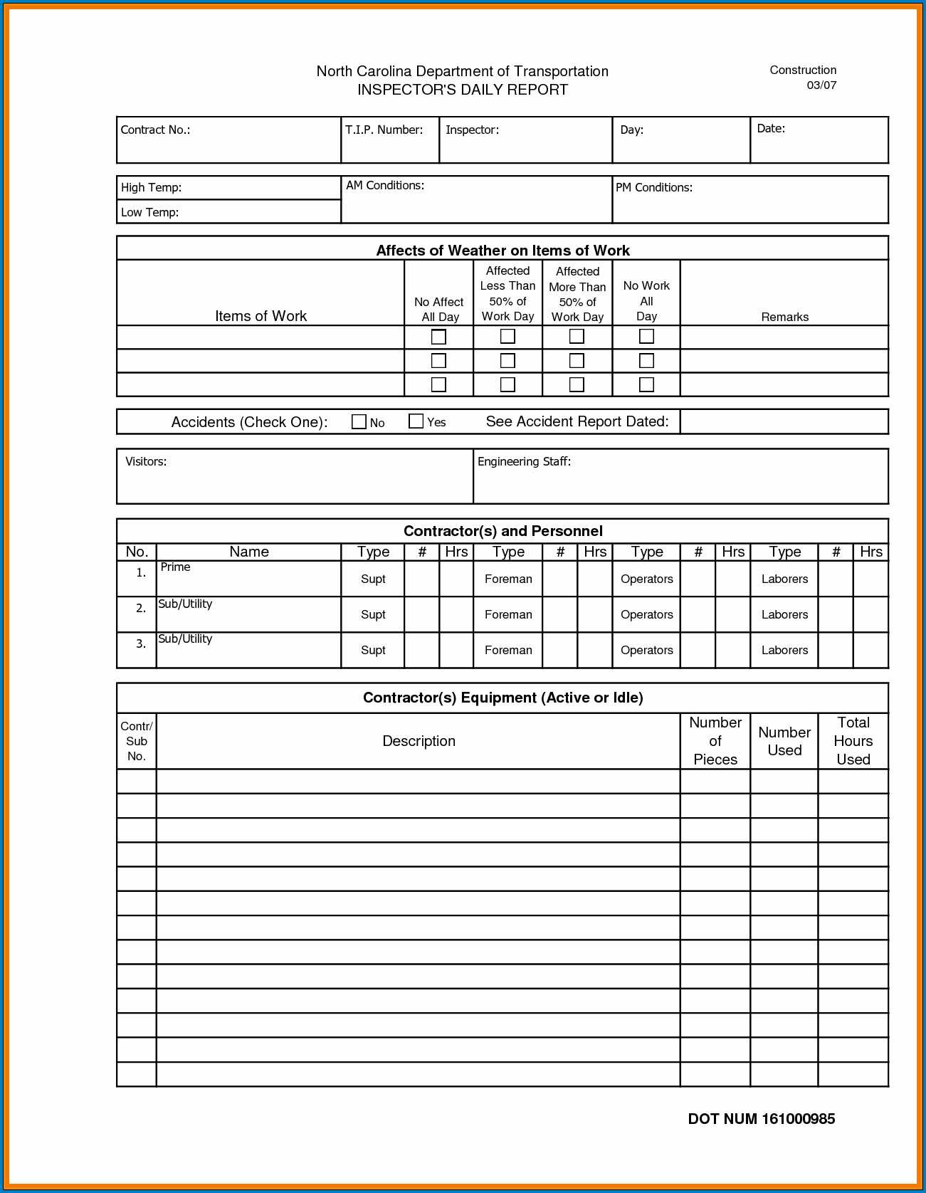 √ Free Editable Construction Daily Report Template With Regard To Daily Reports Construction Templates