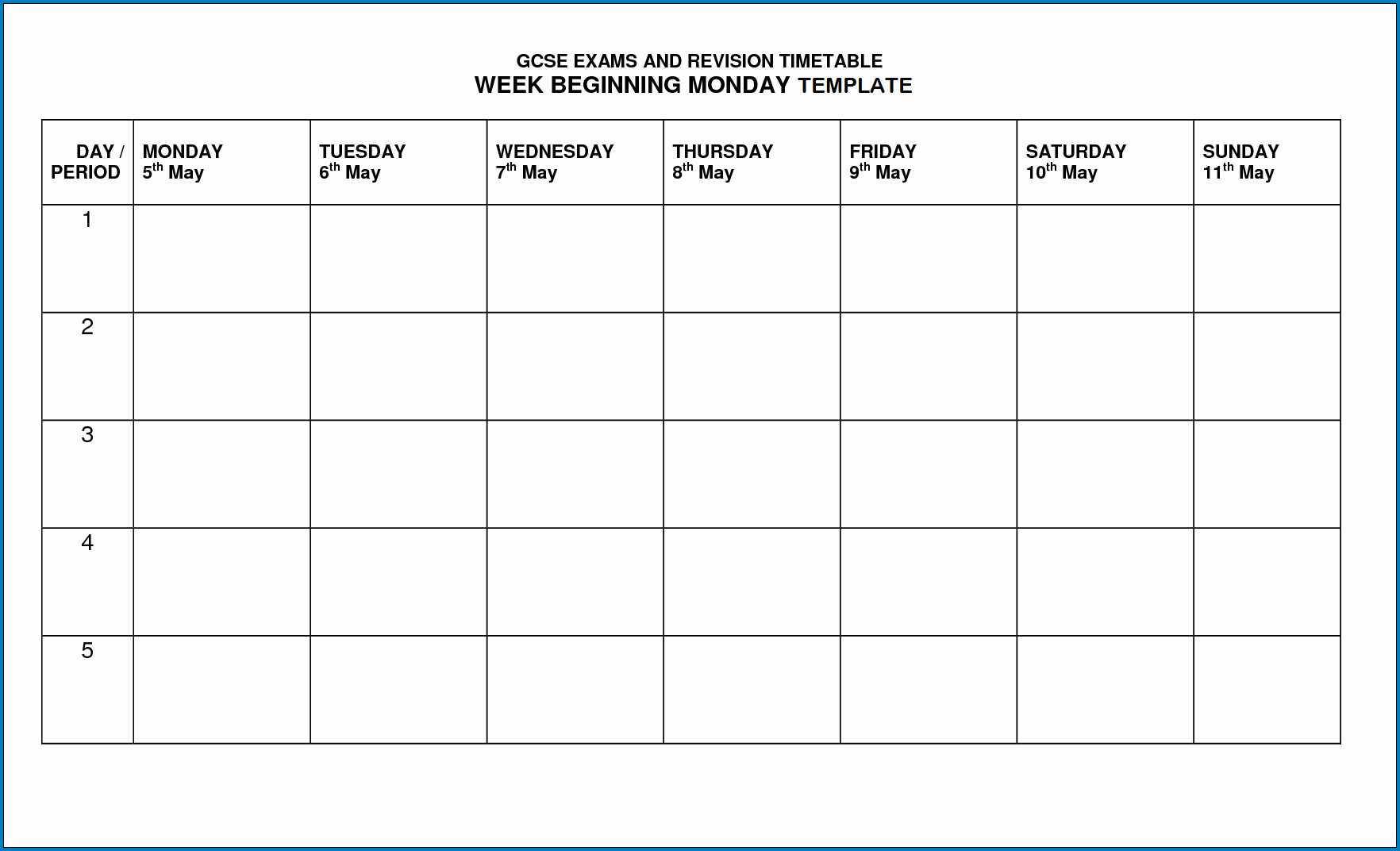 √ Free Printable Timetable Template | Templateral Throughout Blank Revision Timetable Template