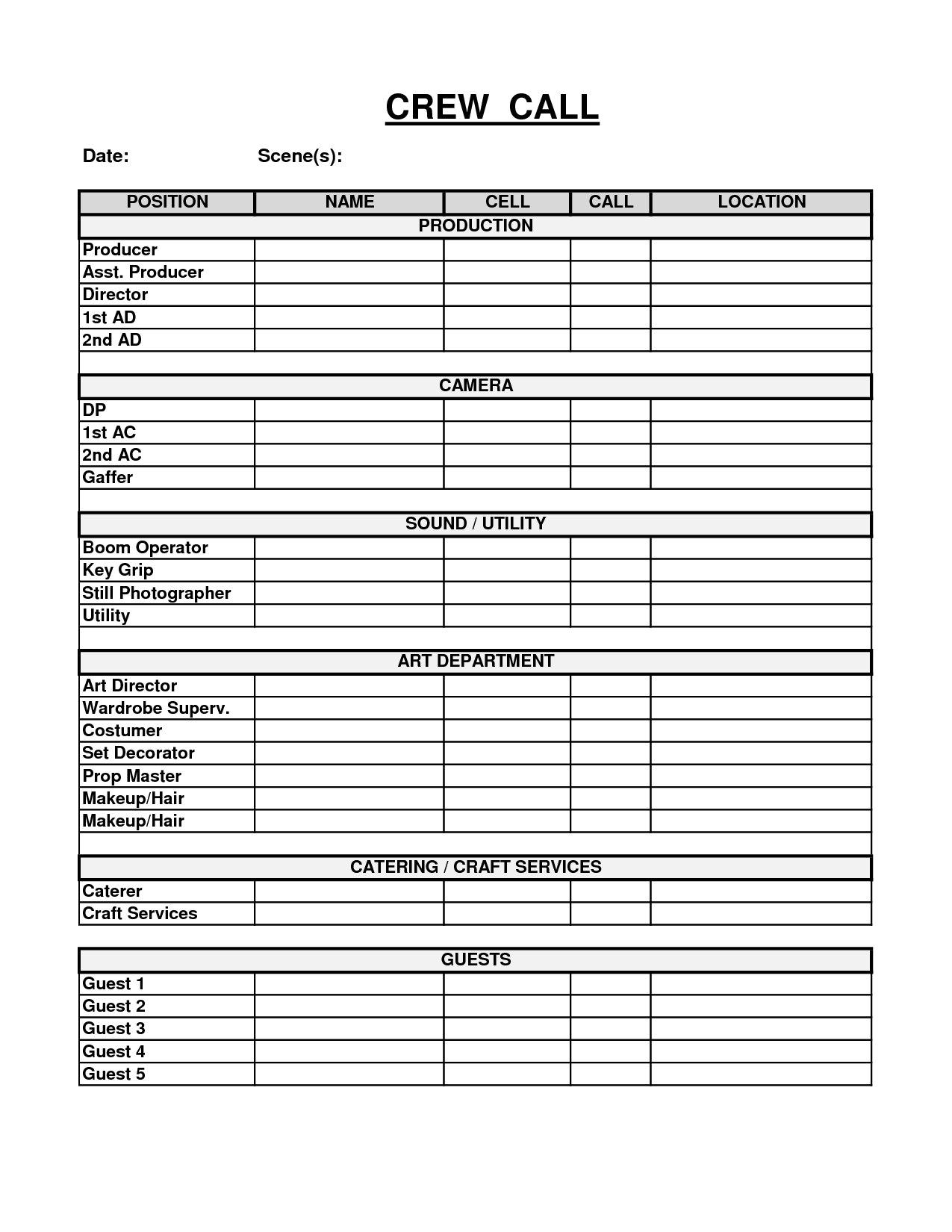 Easy To Use Crew Call And Call Sheet Template Sample : V M D Throughout Film Call Sheet Template Word