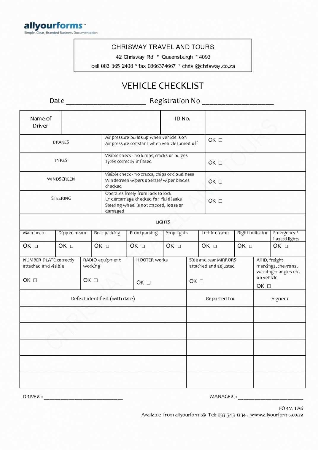 Editable Daily Vehicle Inspection Report Template Regarding Vehicle Inspection Report Template