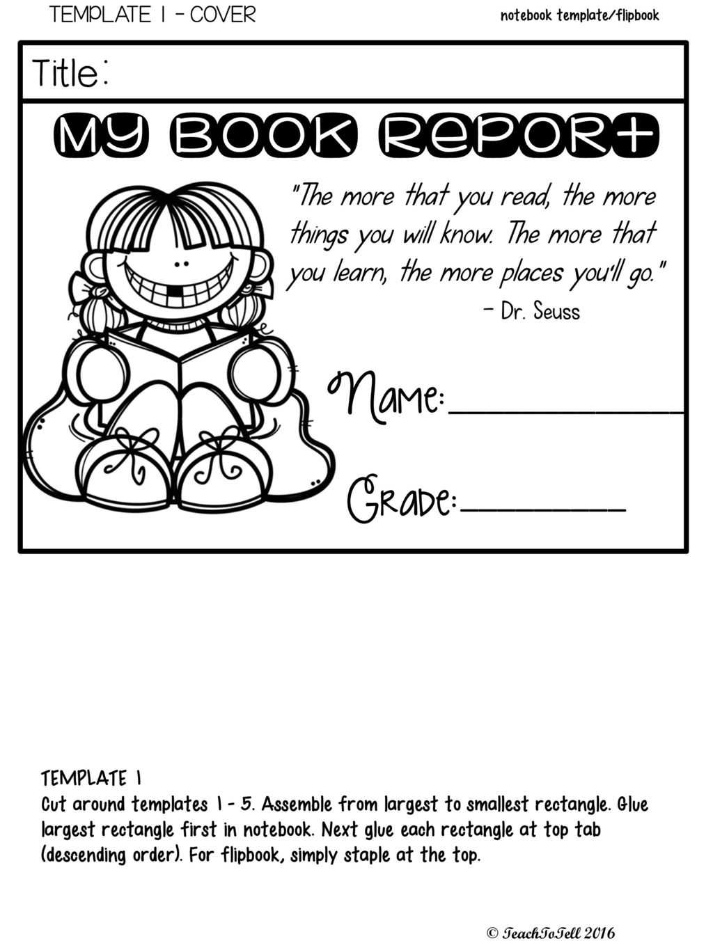Editable Templates 3 Cover Options My Book Report Name With Regard To Book Report Template Grade 1