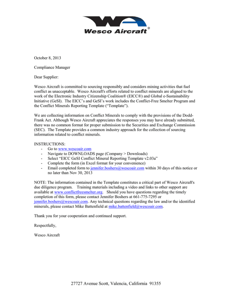 Eicc Conflict Minerals Reporting Template