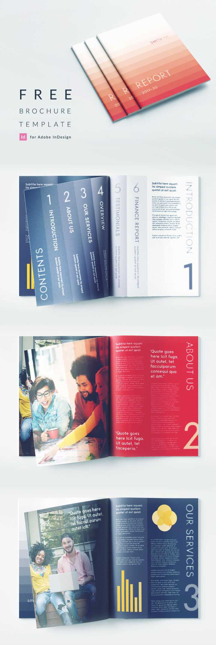Elegant Corporate Brochure Or Report Indesign Template With Free Annual Report Template Indesign