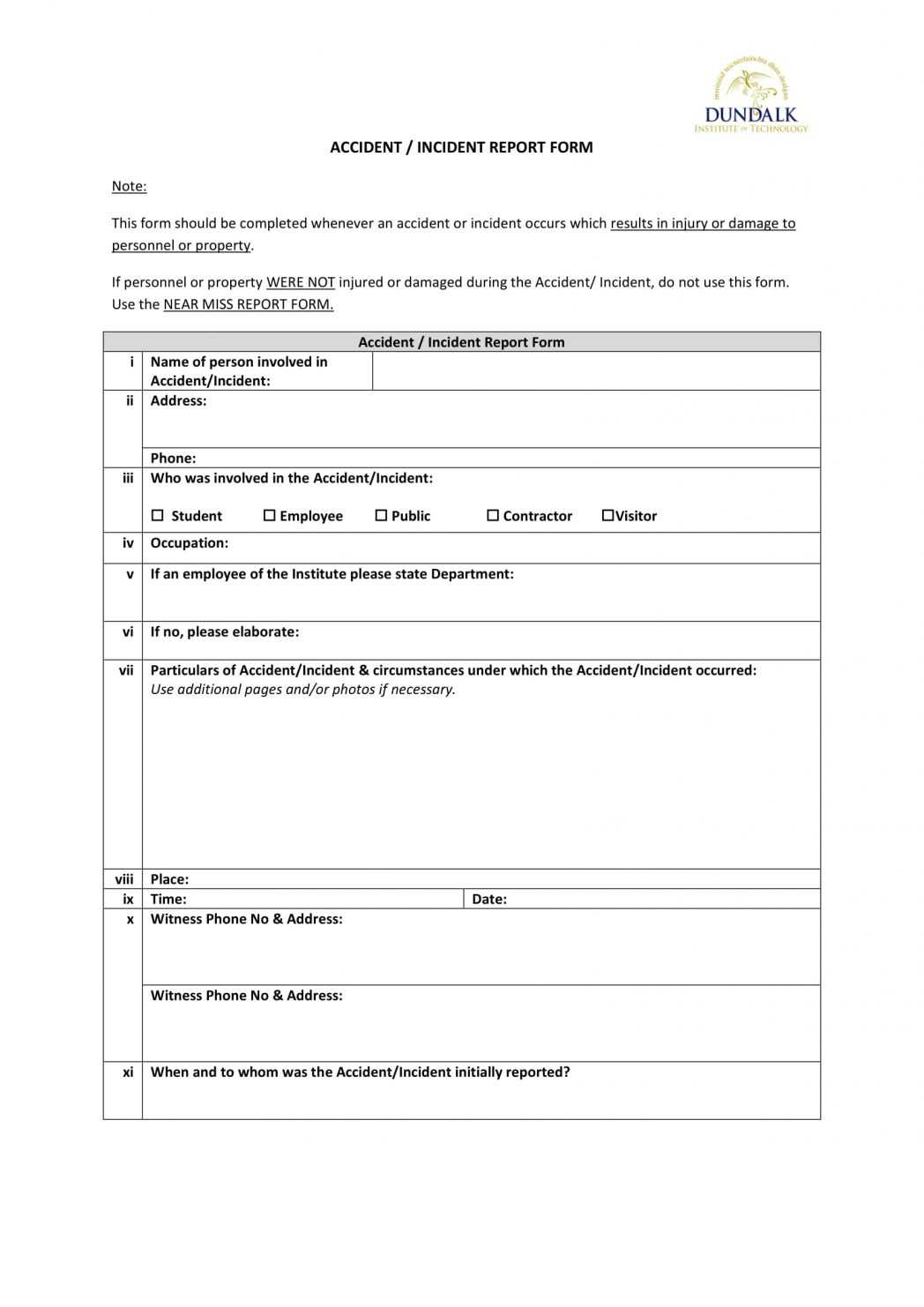 Employee Incident Report Sample Examples Letter Tagalog Form In Incident Report Form Template Doc
