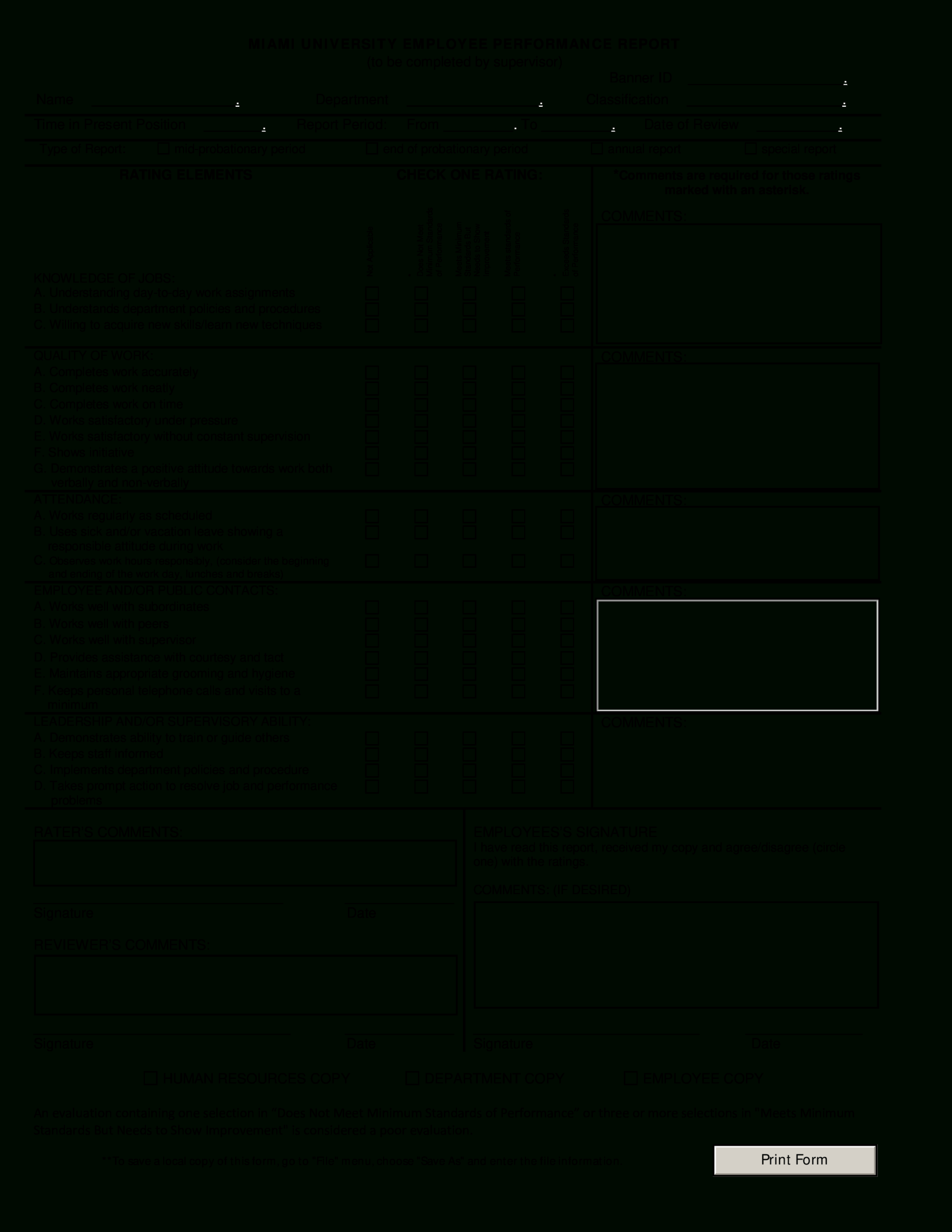 Employee Performance Report | Templates At Throughout Staff Progress Report Template