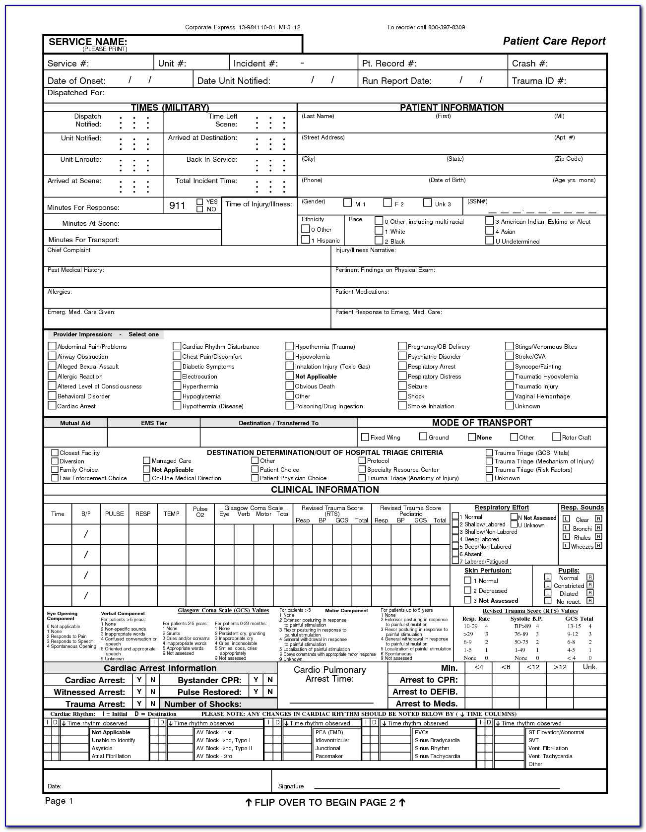 Emt Patient Care Reports Forms – Form : Resume Examples Throughout Patient Care Report Template
