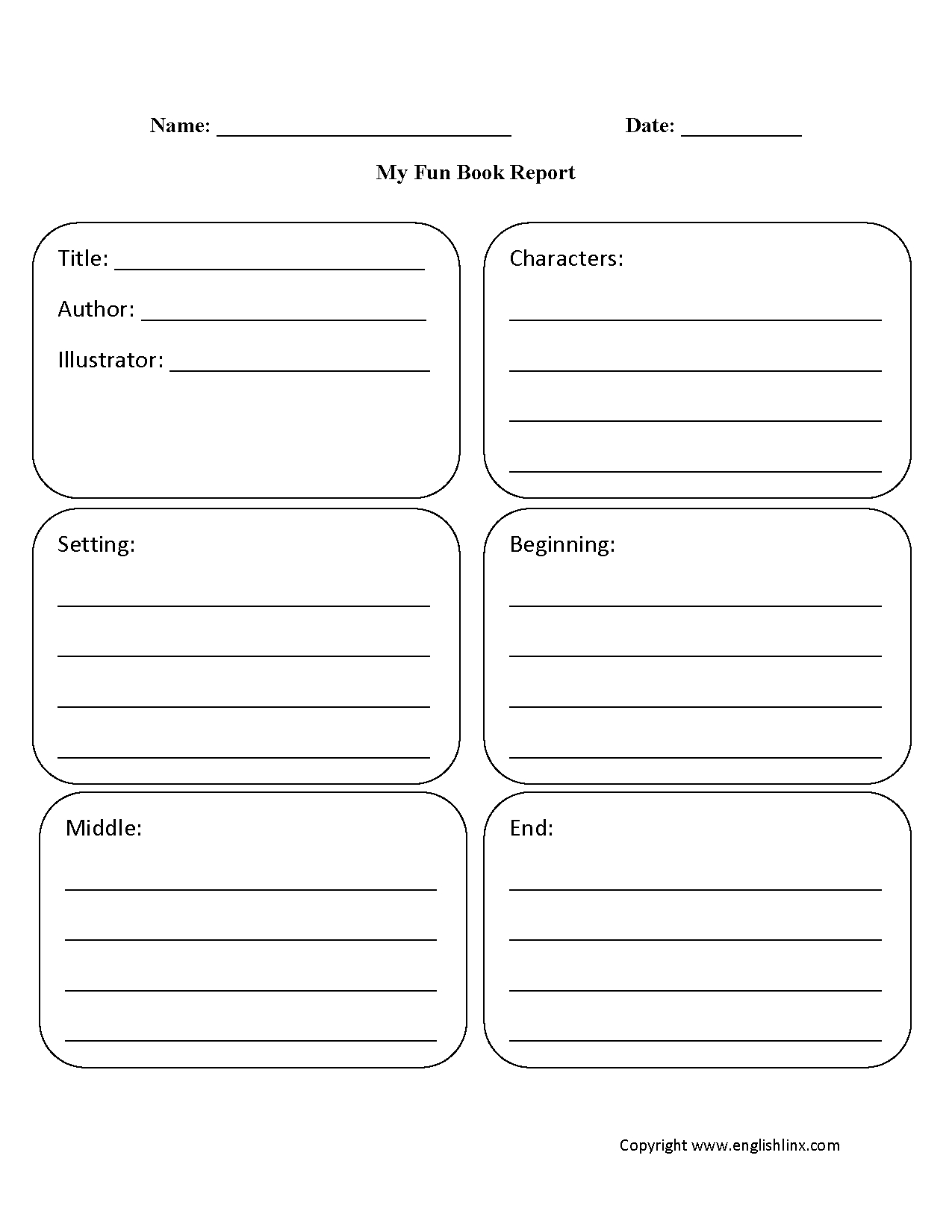 Englishlinx | Book Report Worksheets For 1St Grade Book Report Template