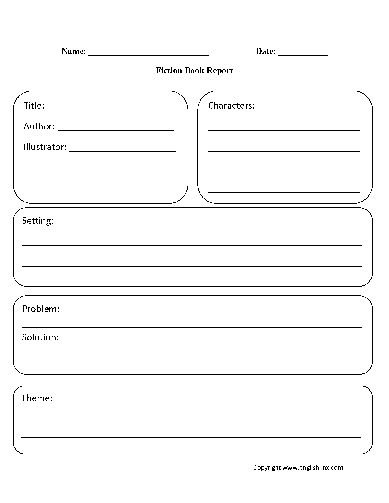 Englishlinx | Book Report Worksheets Regarding Book Report Template Middle School