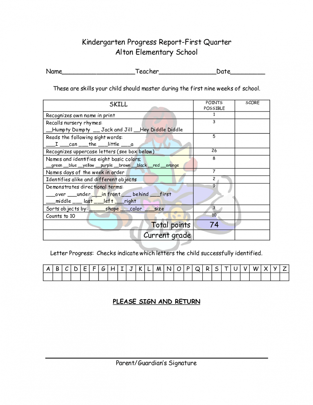 Example Of Progress Report For Students Sample Preschool Regarding Preschool Progress Report Template