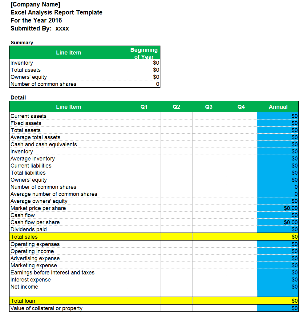 Excel Analysis Report Template – Excel Word Templates Inside Company Analysis Report Template