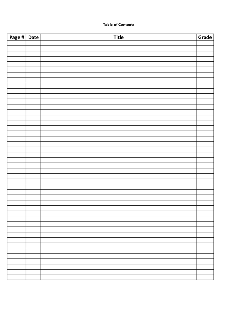 Excel Table Of Contents Template – Mahre.horizonconsulting.co With Blank Table Of Contents Template Pdf