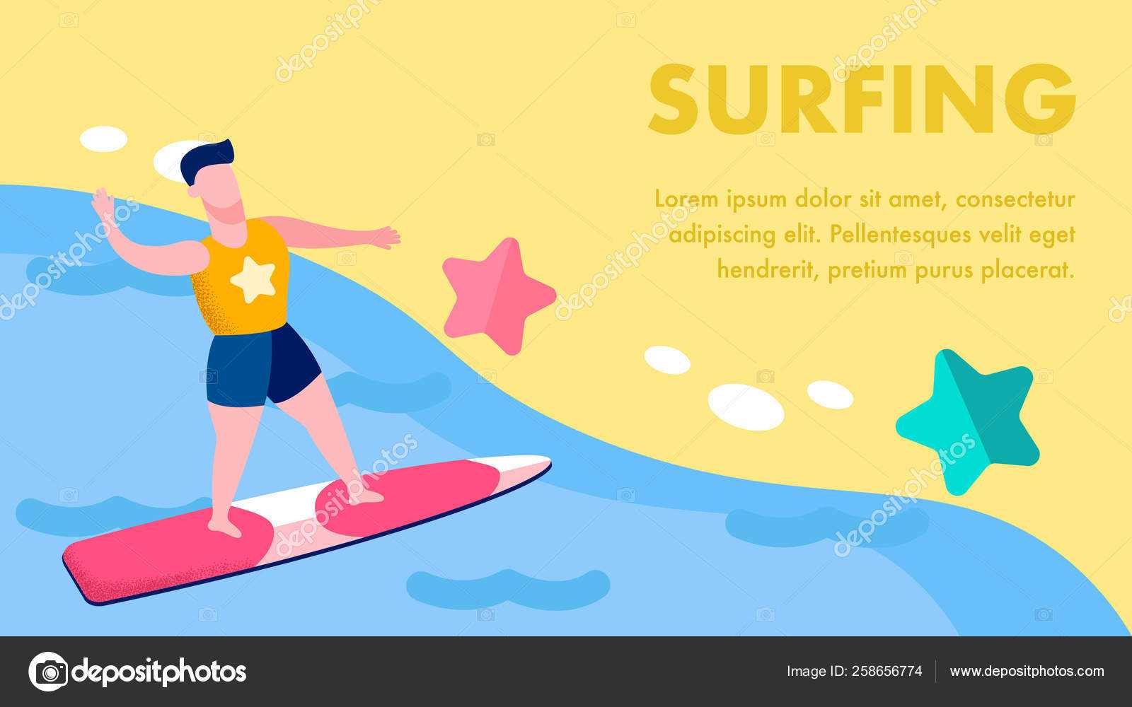 Extreme Water Sports Flat Vector Banner Template — Stock For Sports Banner Templates