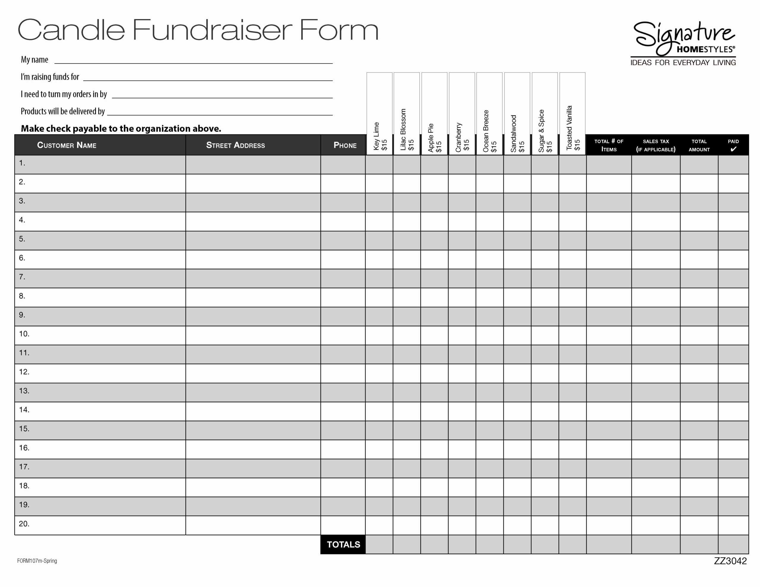 Fantastic Fundraiser Order Form Template Excel Ideas Free Intended For Blank Fundraiser Order Form Template