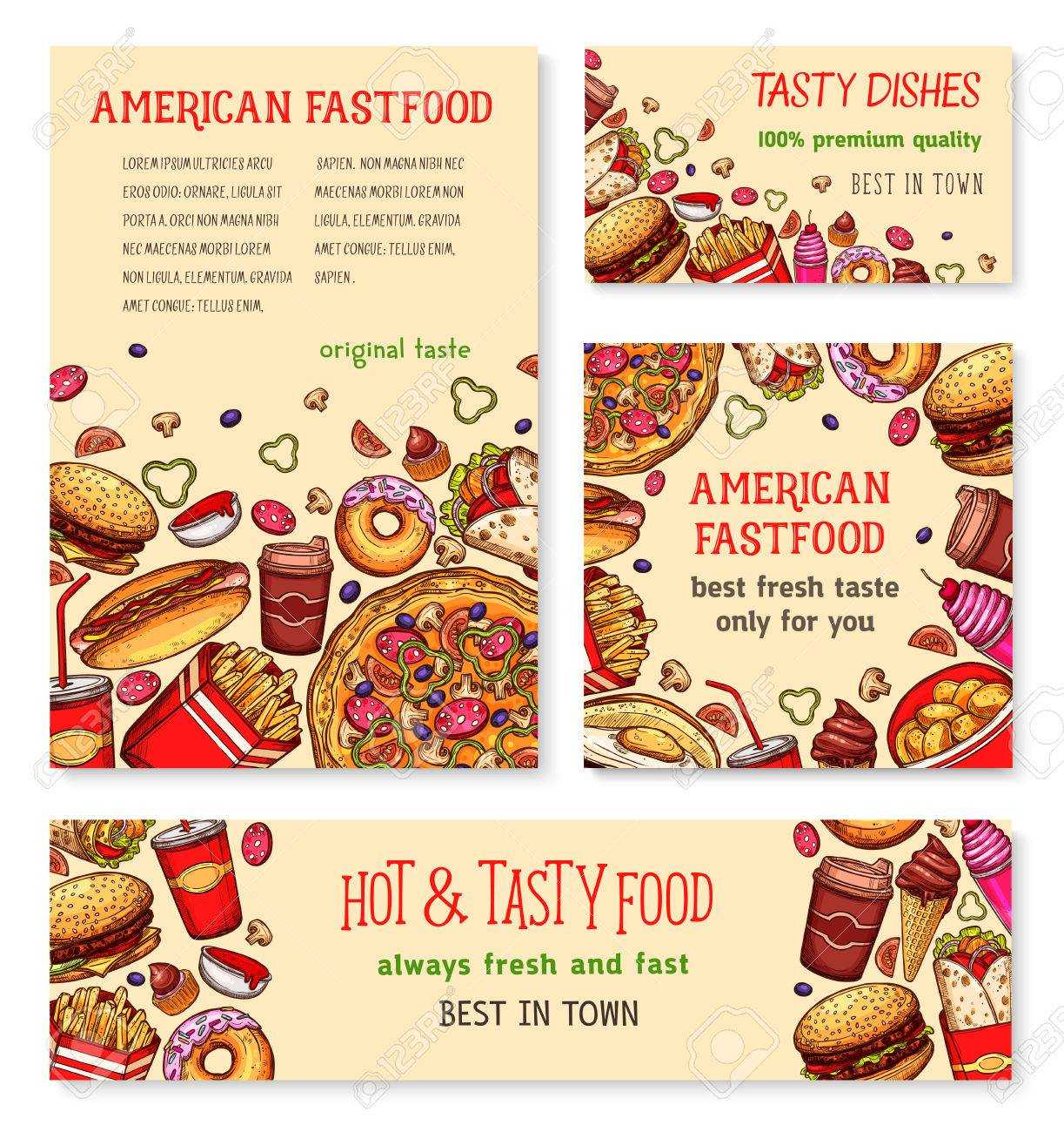 Fast Food Banner And Poster Template Set Design With Regard To Food Banner Template