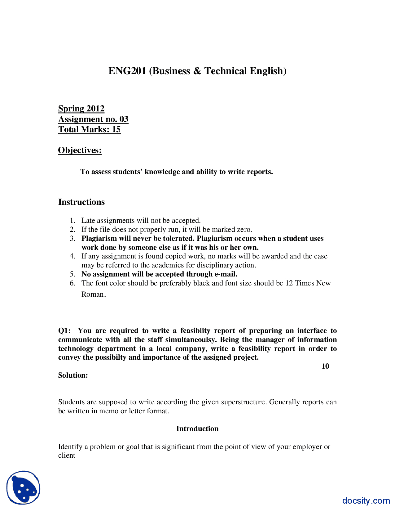 Feasibility Report Business Communication And English Pertaining To Technical Feasibility Report Template