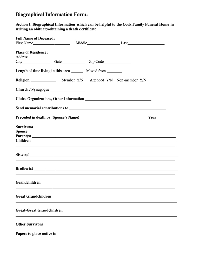 Fill In The Blank Obituary Template Pdf – Fill Online Inside Fill In The Blank Obituary Template