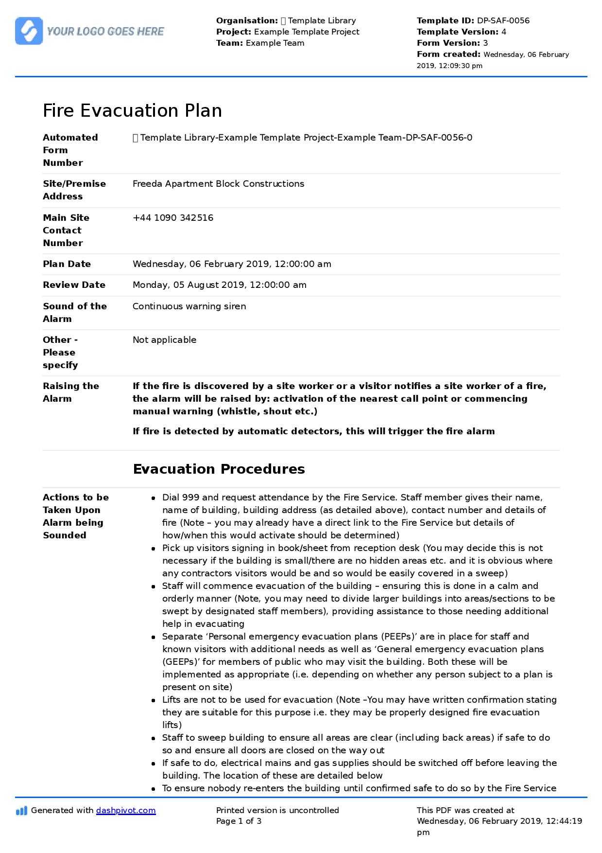 Fire Evacuation Plan Template – Free And Customisable Template In Fire Evacuation Drill Report Template