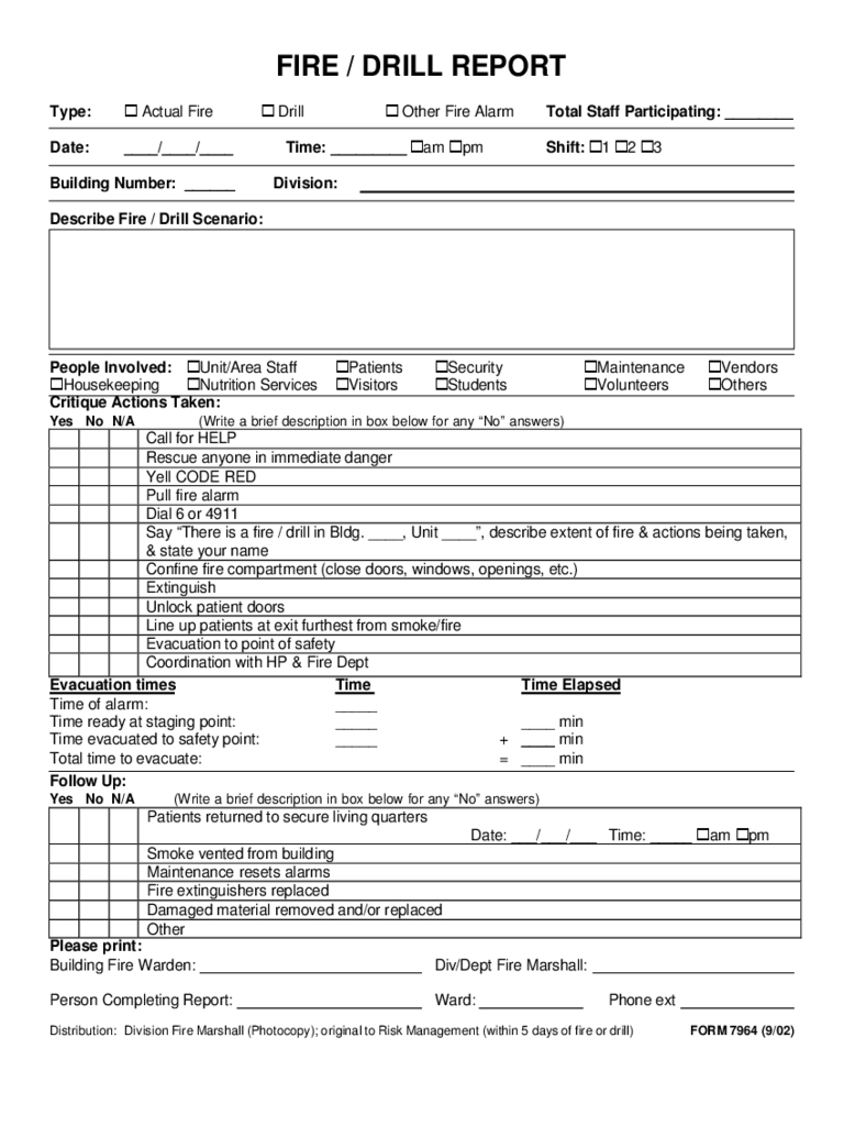 Fire Or Drill Report Form Free Download Throughout Emergency Drill Report Template
