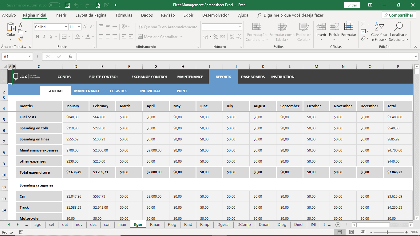 Fleet Management Spreadsheet Excel Throughout Fleet Report Template