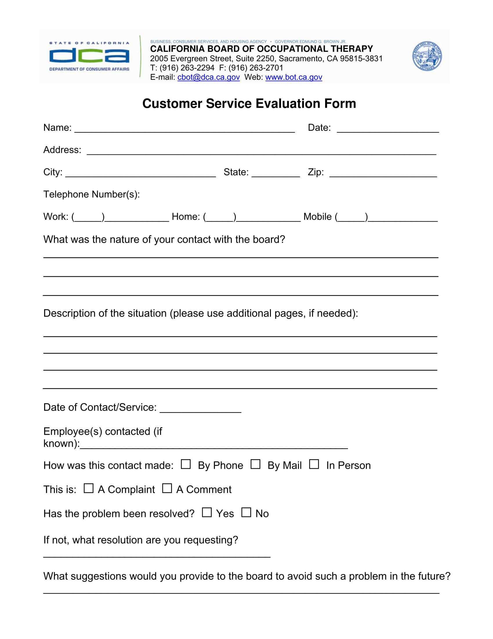 Free 14+ Customer Service Evaluation Forms In Pdf Pertaining To Blank Evaluation Form Template