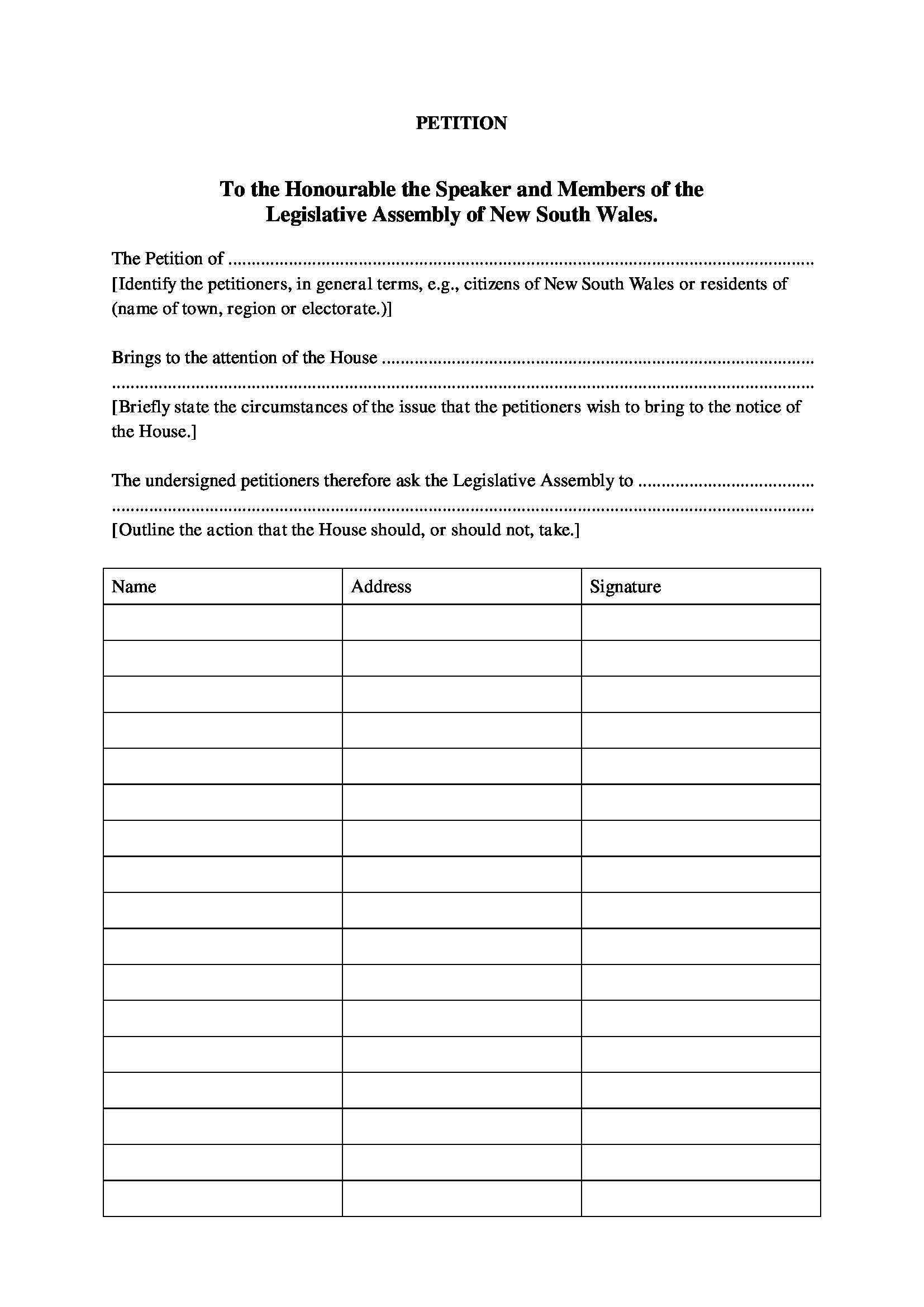 Free 14+ Legal Petition Forms In Pdf | Ms Word Regarding Blank Petition Template