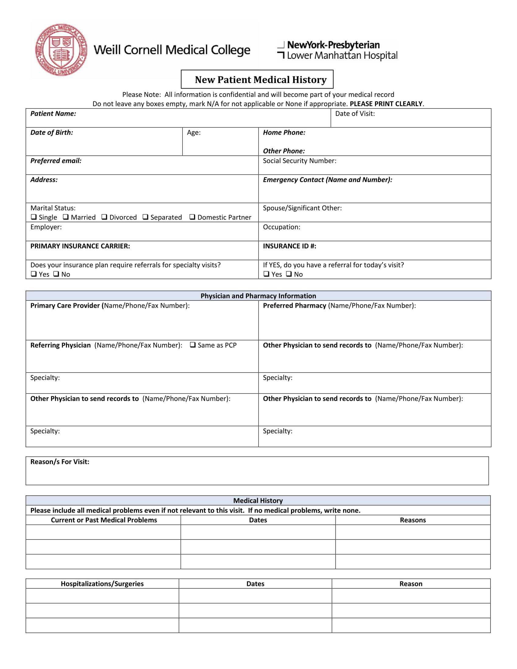 Free 5+ Medical History Forms In Pdf | Ms Word Pertaining To Medical History Template Word