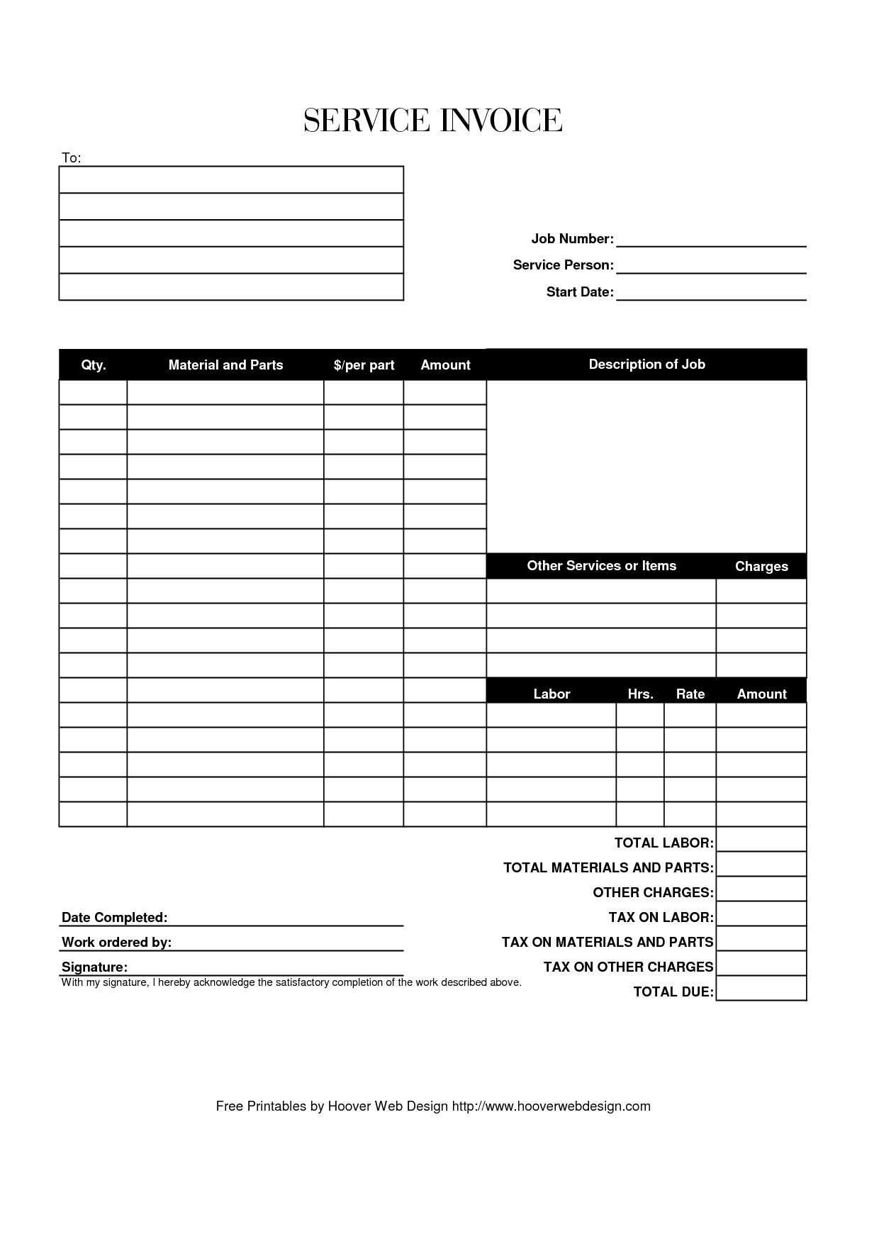 Free Blank Invoice Template Lovely Service Invoice 28 Intended For Free Printable Invoice Template Microsoft Word