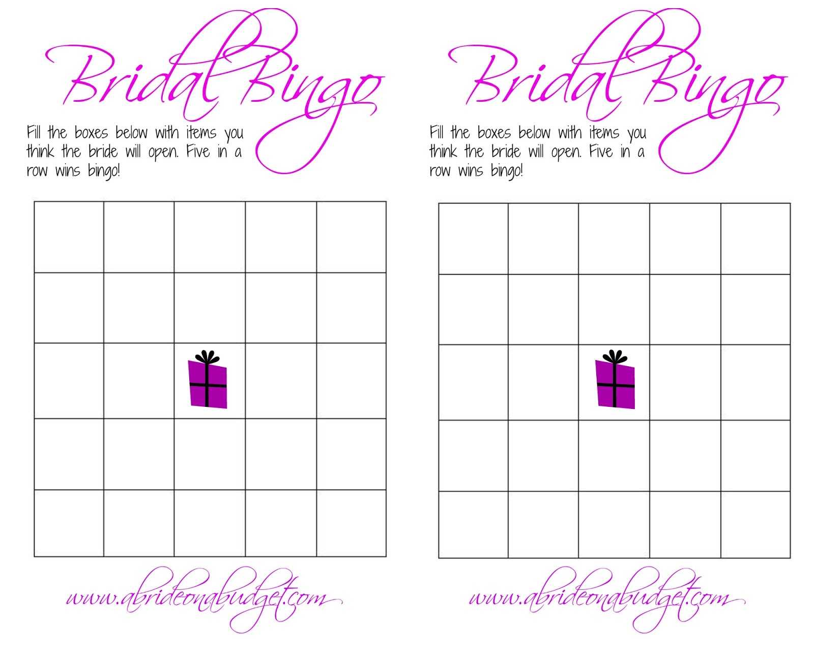 Free Bridal Bingo Template ] – Bridal Shower Bingo Template With Blank Bridal Shower Bingo Template