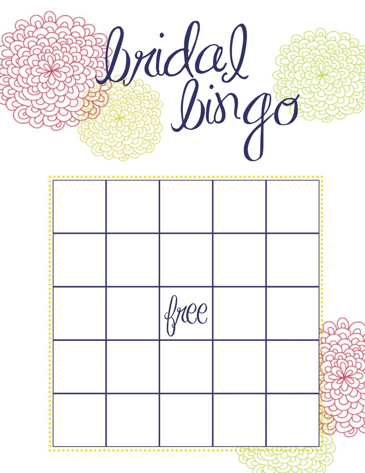 Free Bridal Bingo Template ] - Bridal Shower Bingo Template Within Blank Bridal Shower Bingo Template
