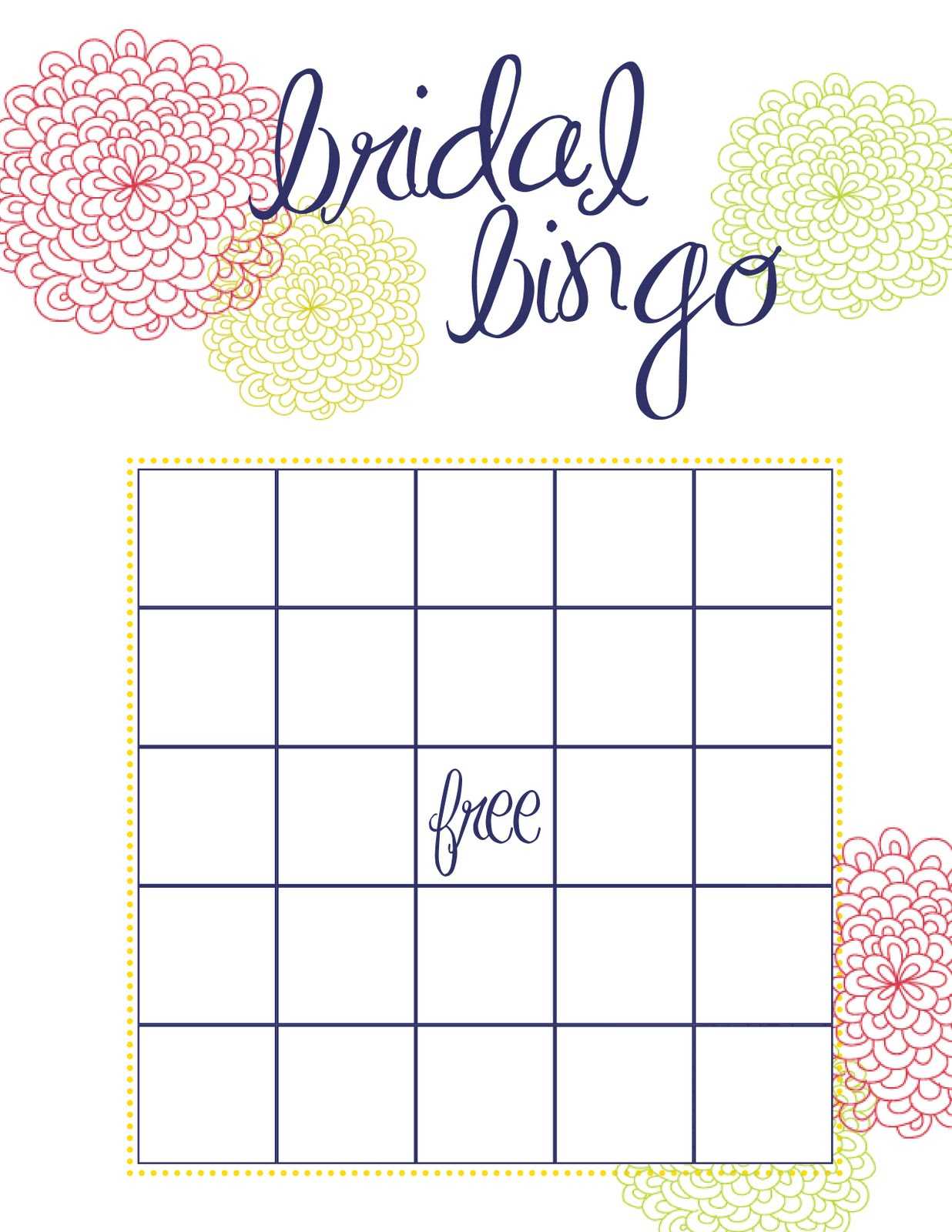 Free Bridal Bingo Template ] – Bridal Shower Bingo Template Within Blank Bridal Shower Bingo Template