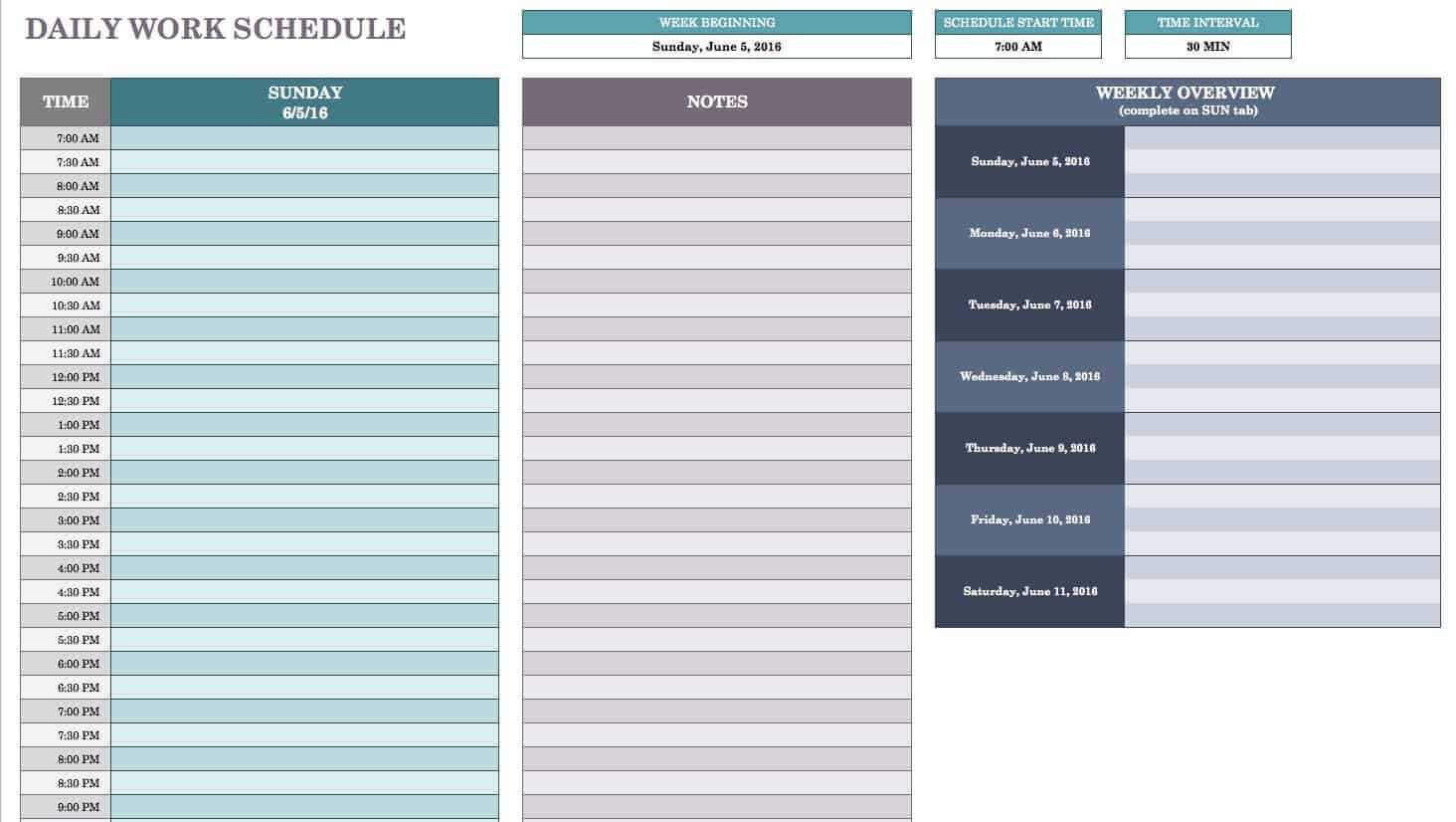 Free Daily Schedule Templates For Excel – Smartsheet Regarding Employee Daily Report Template