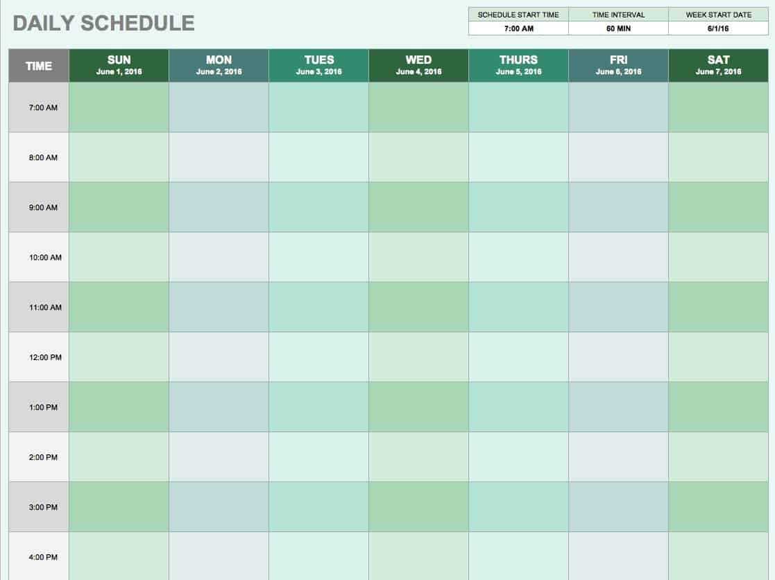 Free Daily Schedule Templates For Excel – Smartsheet Throughout Printable Blank Daily Schedule Template