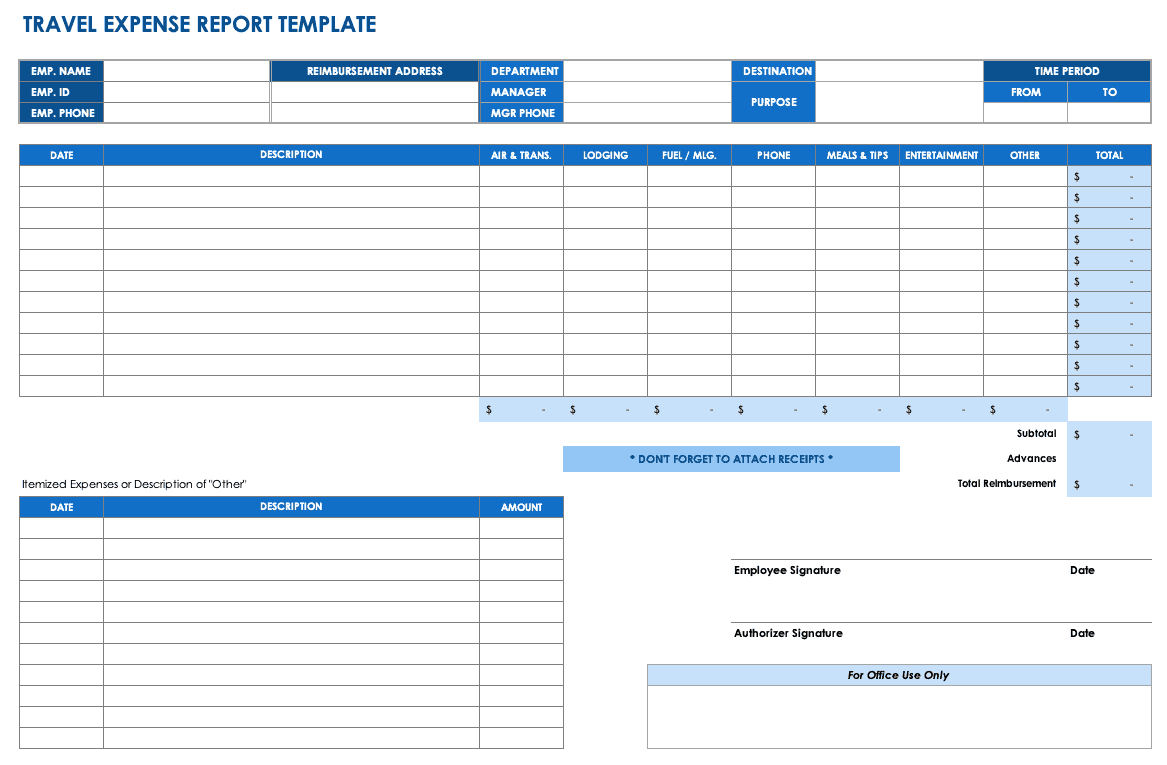 Free Expense Report Templates Smartsheet With Regard To Company Expense Report Template