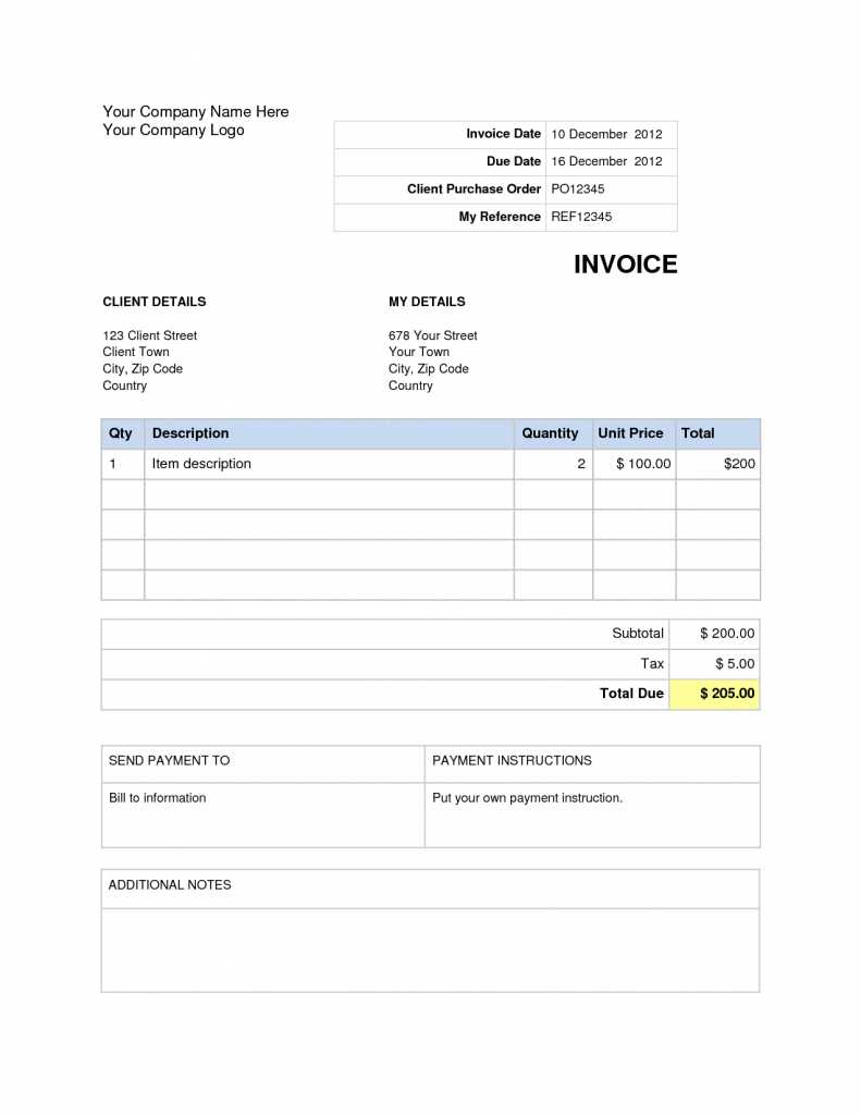 Free Invoice Template Word Document | Invoice Example For Free Printable Invoice Template Microsoft Word