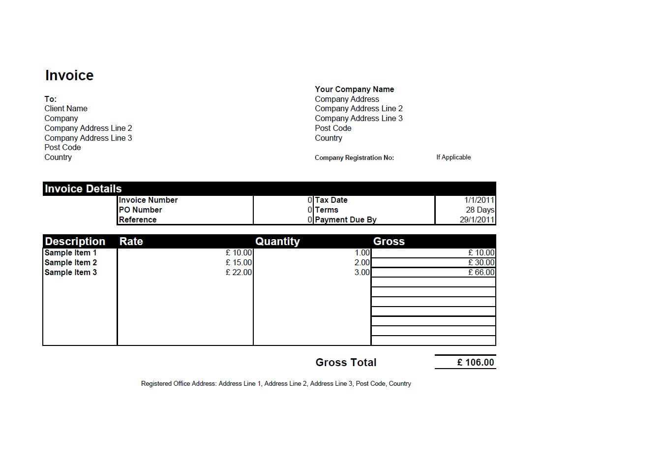 Free Invoice Templates For Word, Excel, Open Office With Microsoft Office Word Invoice Template