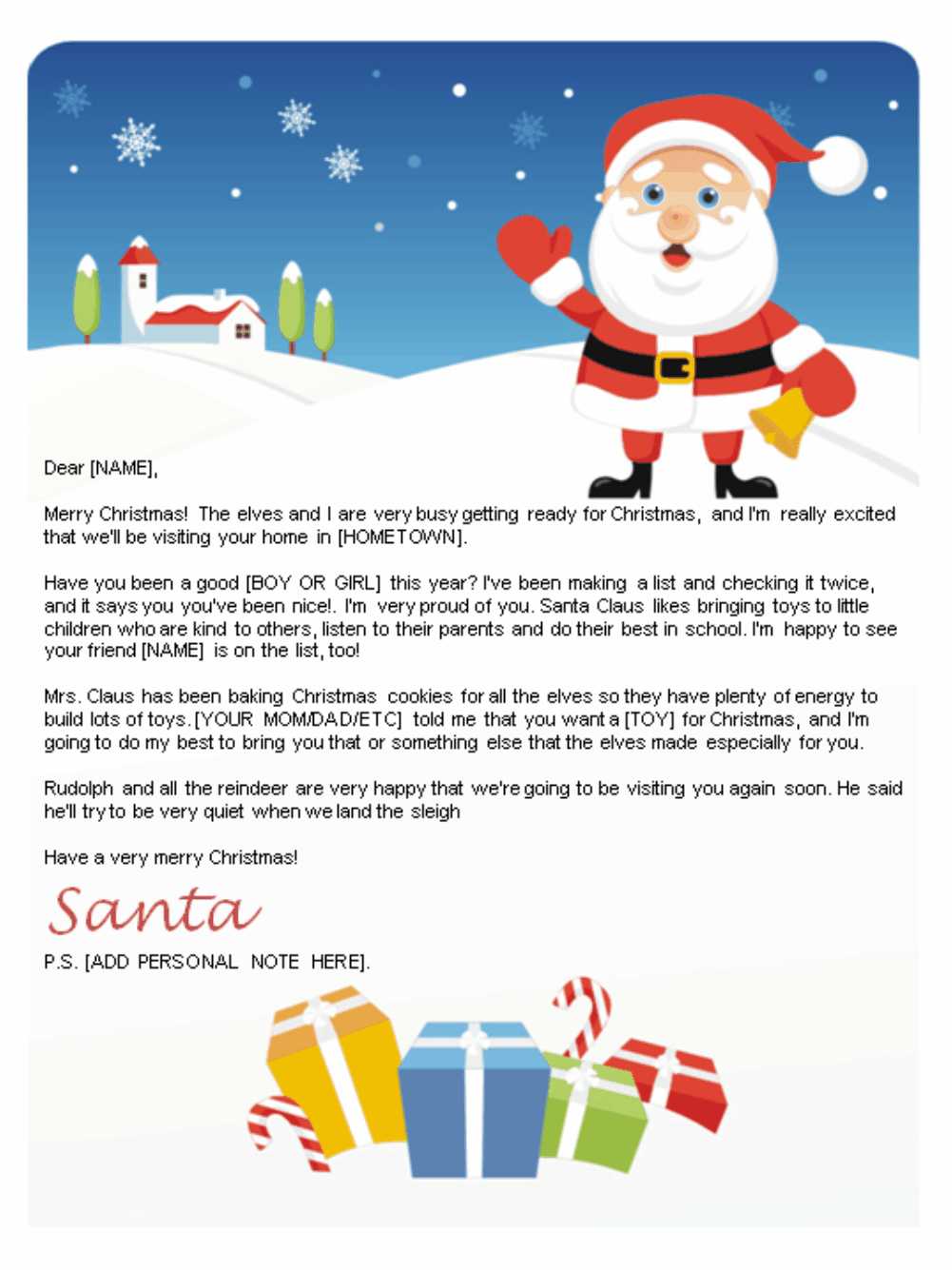 Free Letter From Santa Word Template – Zohre Within Letter From Santa Template Word